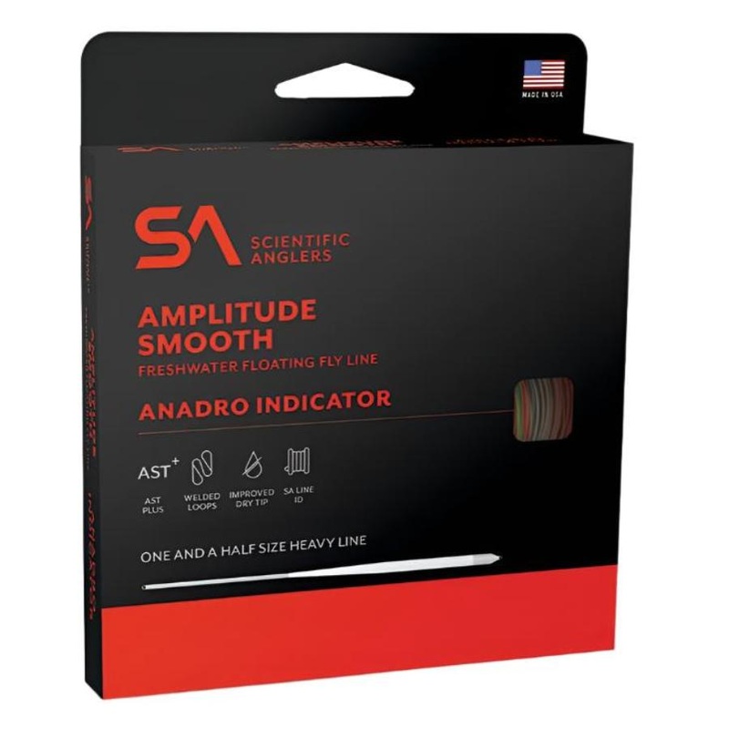 SA Amplitude Smooth Anadro Stillwater Indicator Floating Fly Line Orange/Willow/Optic Green WF5F
