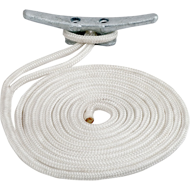Sea-Dog Double Braided Nylon Dock Line – 3/8″ x 20 – White [302110020WH-1]