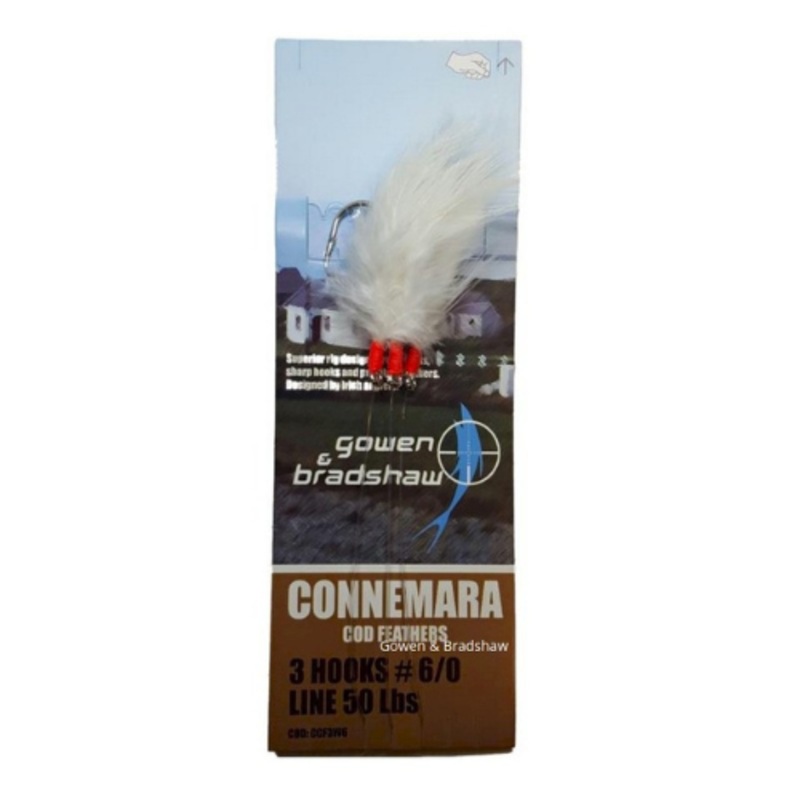 Connemara cod feathers White 3 Hooks # 6/0 50lbs