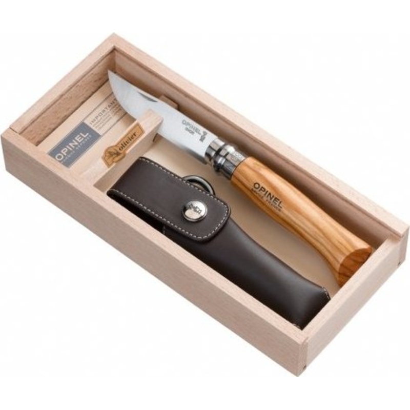 Opinel Gift box | NO.8 Olive Wood | Spring Assited Knife
