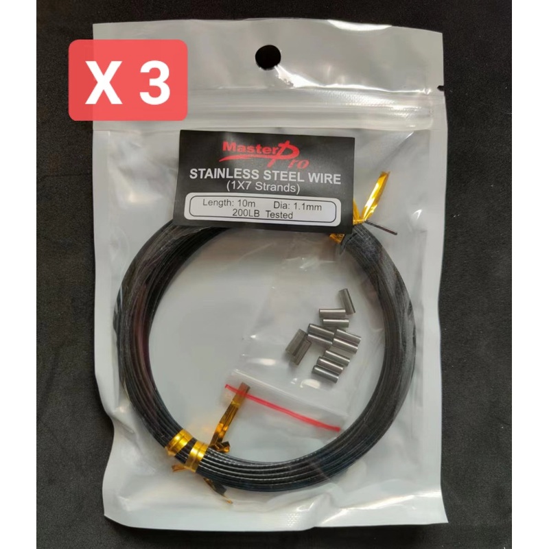 3x10m/spool, Nylon Coated Stainless Steel Wire 200lb 1×7 Strands Fishing Tackle