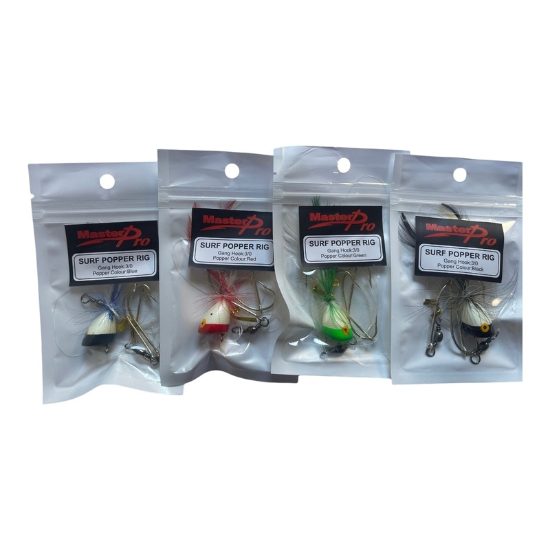 4 x Custom Designed Surf Popper Fishing Rigs Different colour poppers  Fishing Tackle Hook