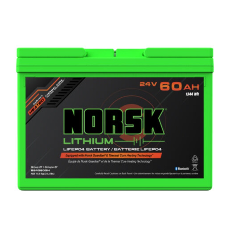24V 60AH HEATED LiFePO4 Lithium Trolling Motor Battery  Norsk Lithium