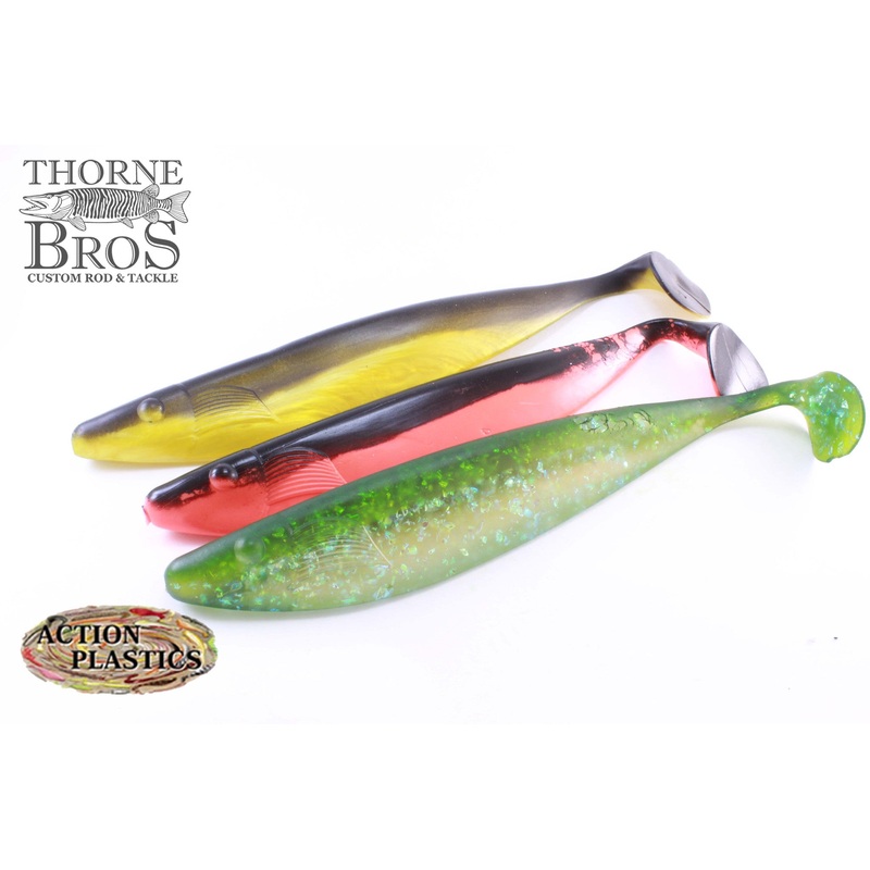 Action Plastics 12″ Shad (3 Pack) Clear Mylar/Black Back