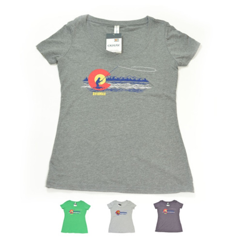 AvidMax Fly Fishing Womens Colorado Trout Angler Scoop Neck Tri-Blend Jersey Tee – AvidMax