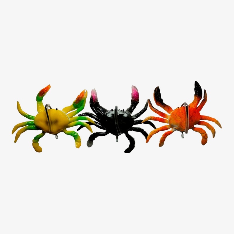 3 x Live Soft Plastic Crab 3D Lures 10Cm 40g Fishing Hook 3 Colours 10cm 40g