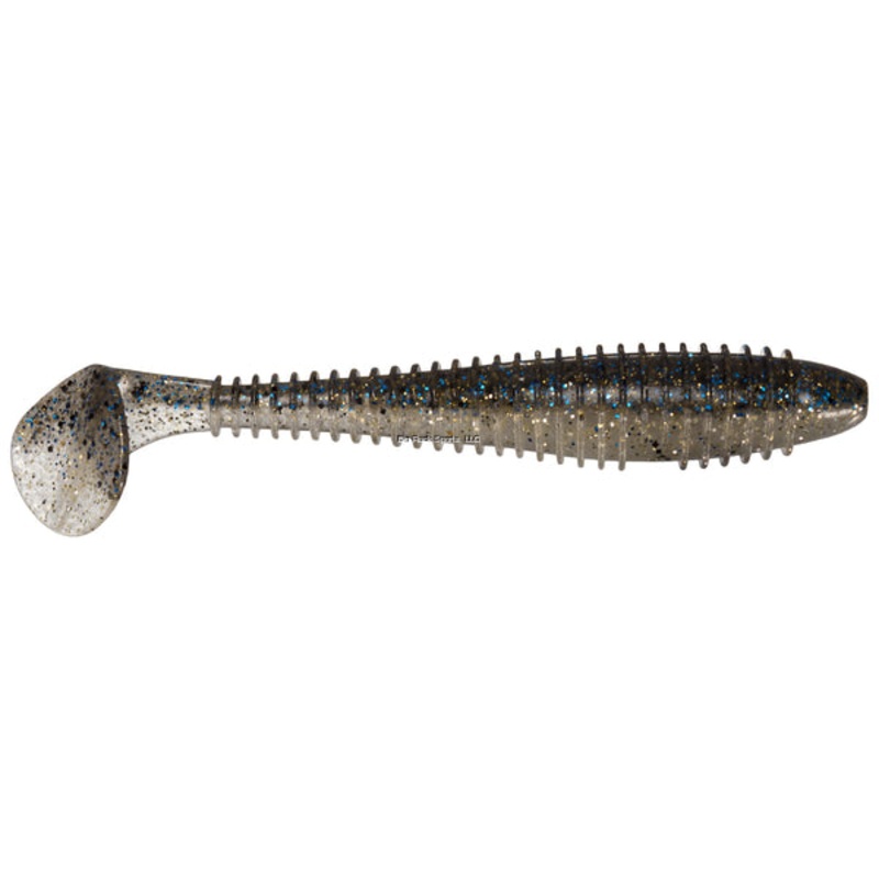 Keitech FS38418 Fat Swing Impact, Bluegill Flash, 3.8″, Fat Paddletail Swimbait, 6Pk, Blister Pack, Squid Scent Infused