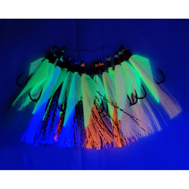 16 X Assorted Colours Luminous DIY Whiting Bream Long Shank(6#) Flasher Rigs