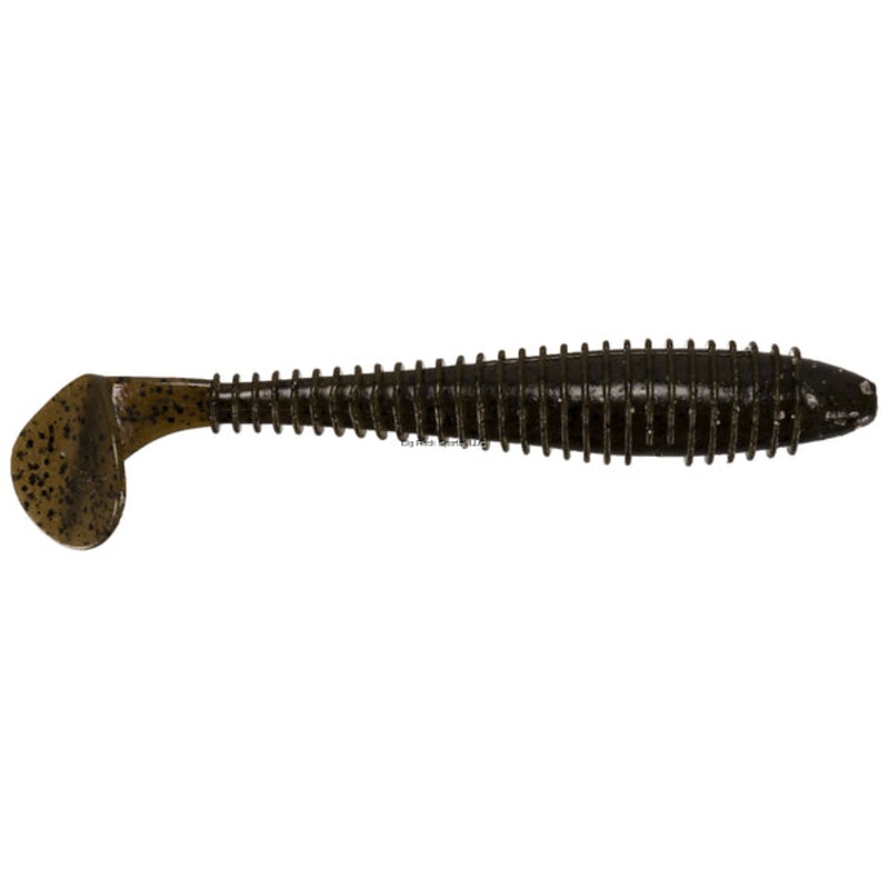 Keitech FS33101 Fat Swing Impact, Green Pumpkin, 3.3″, Fat Paddletail Swimbait, 7Pk, Blister Pack, Squid Scent Infused