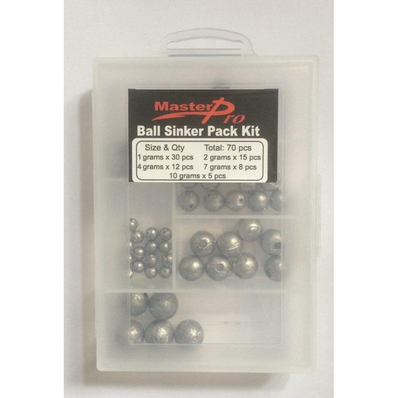 70 Ball Sinkers &Tackle Box – Assorted Ball Sinker Pack In 5 Sizes Fishing Tackle