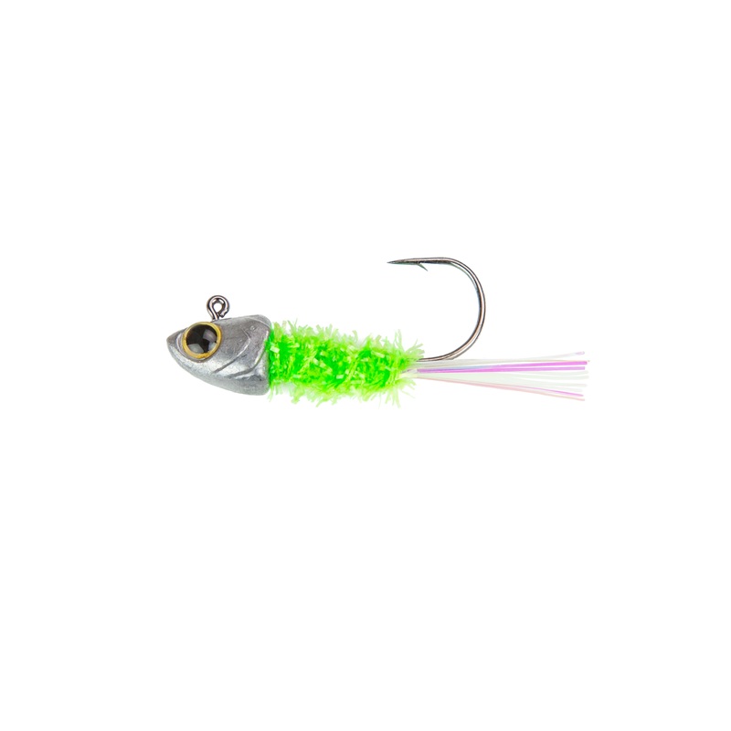 6th Sense Spangle Tinsel Jig Chartreuse Minnow 1/32oz. – 3/pk