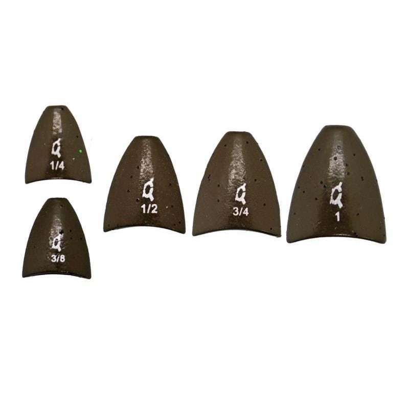 X Zone Tungsten Arrowhead Worm Weight Green Pumpkin 1-4