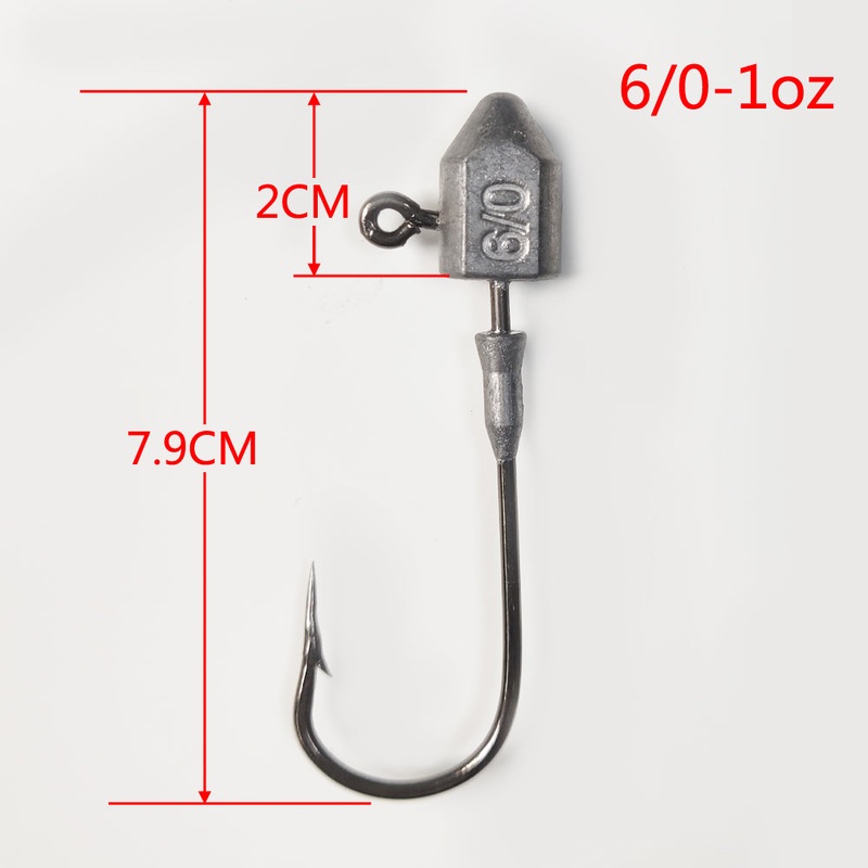 9 Pcs Masterpro Chemically Sharpened 6/0, 1 OZ Jig Heads Fishing Tackle Hook