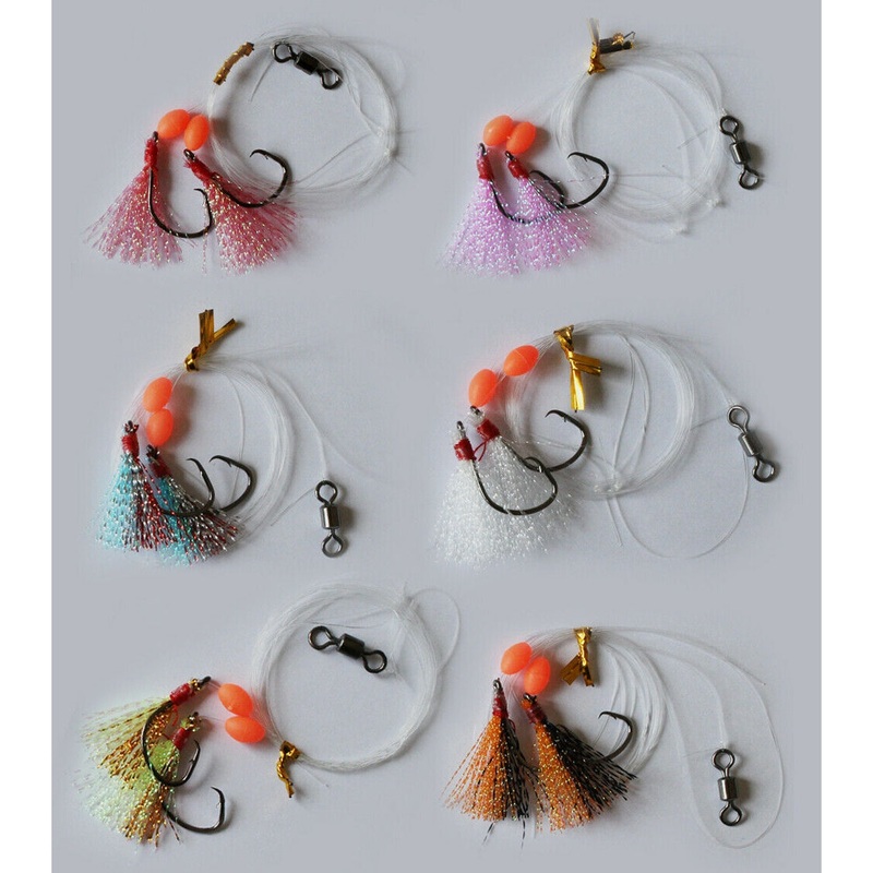 6 x Custom Designed Whiting Flasher Rigs 6 Different Colours Size #4 Fishing Hooks Blue Bait