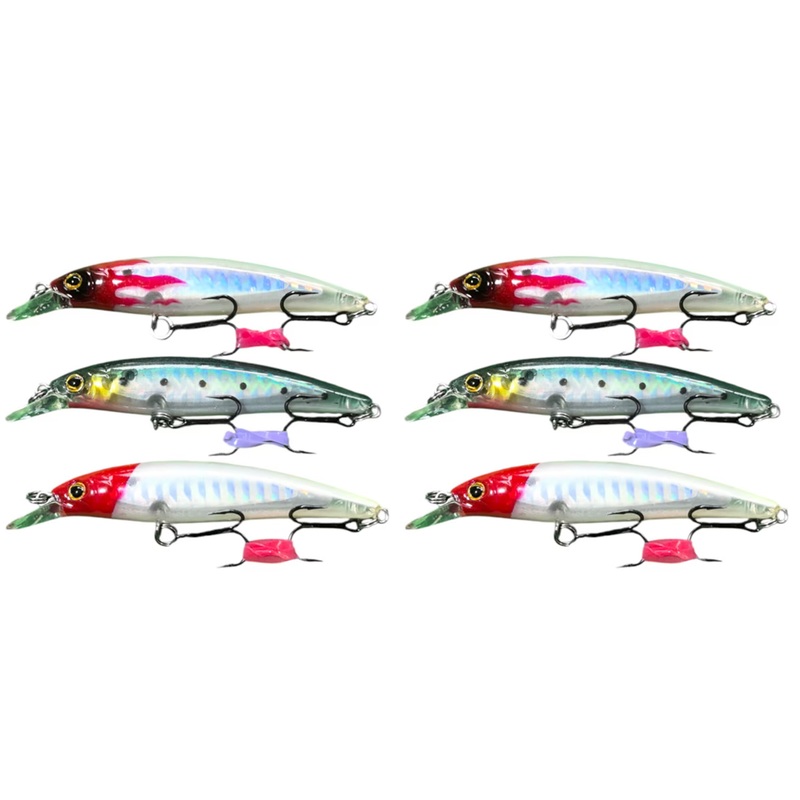6 X Masterpro Minnow Lures 7.0cm 5.5g  Deth 0.5m on 3 Colours Fishing Tackle