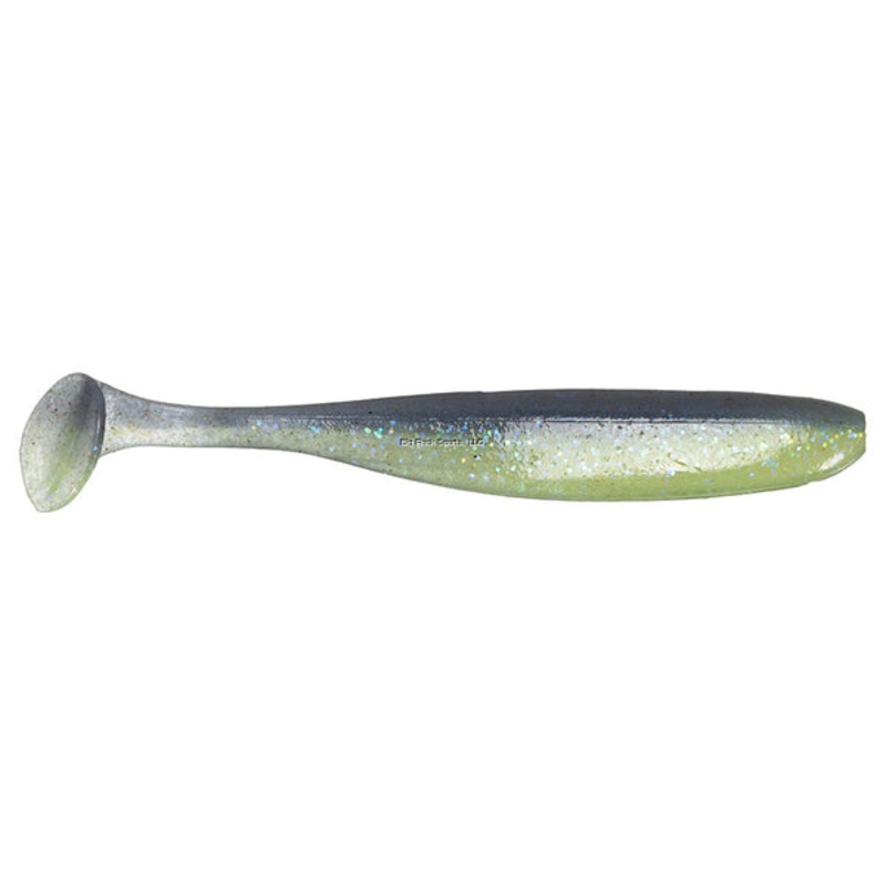 Keitech ES4450 Easy Shiner, Electric Blue Chartreuse, 4″, Shad Shaped Paddletail Swimbait, 7Pk, Blister Pack, Squid Scent Infused