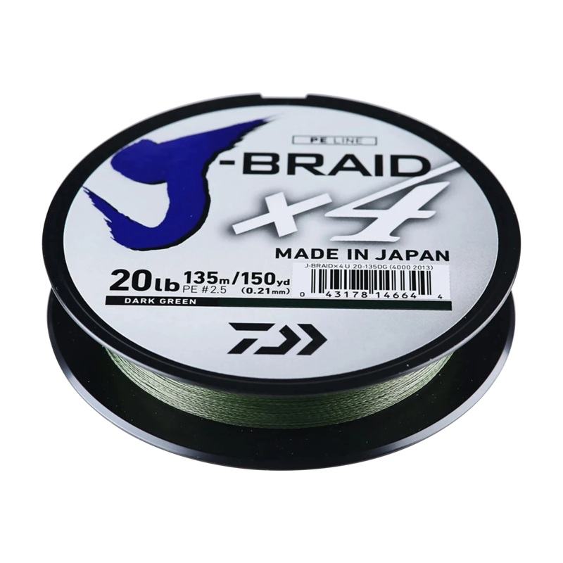 Daiwa J-BRAID x4 Braided Line 150 Yards 8LB Fluorescent Yellow
