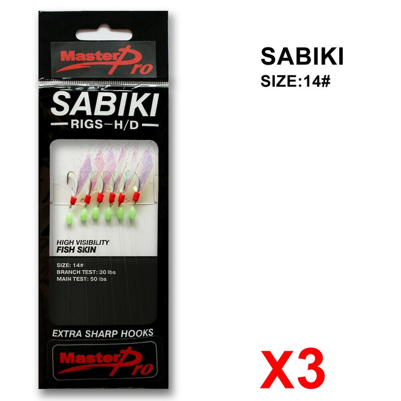 3 Packs 14# -20# Sabiki Bait Rigs Fishing Tackle size 14#
