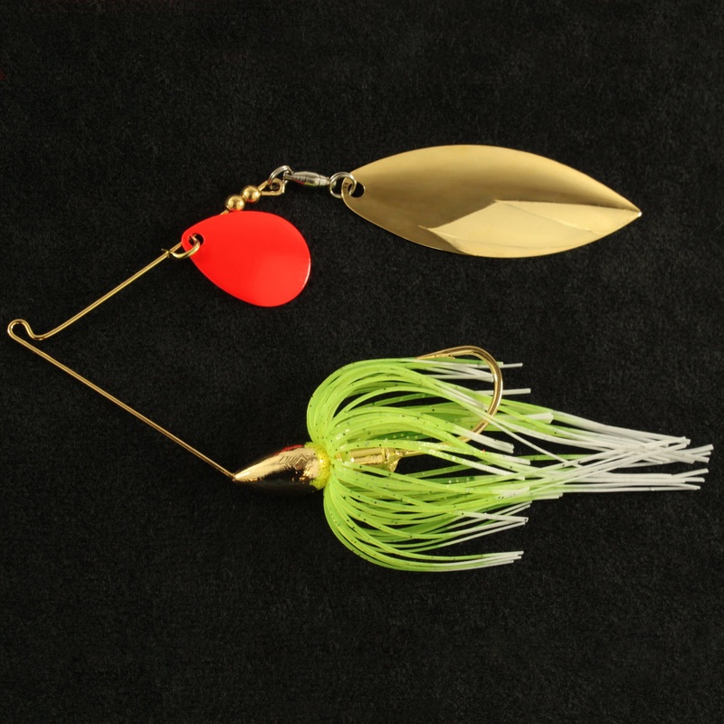 War Eagle Double Colorado Red Kicker Spinnerbait GoldRK Hot White Chart 1/2oz