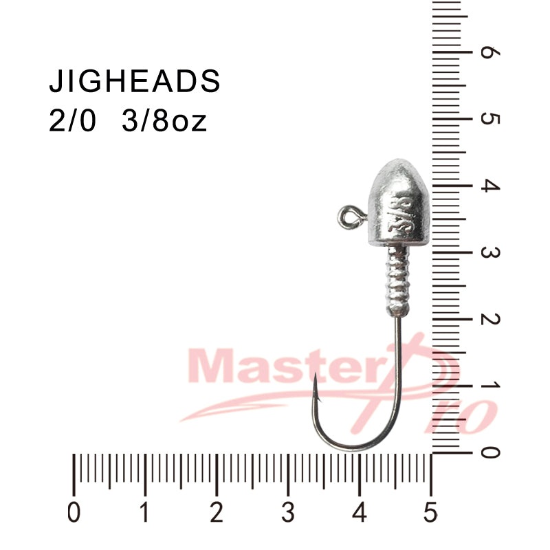 15pcs Size 2/0 3/8 OZ Jig Heads High Chemically Sharpened Hooks Fishing Tackle
