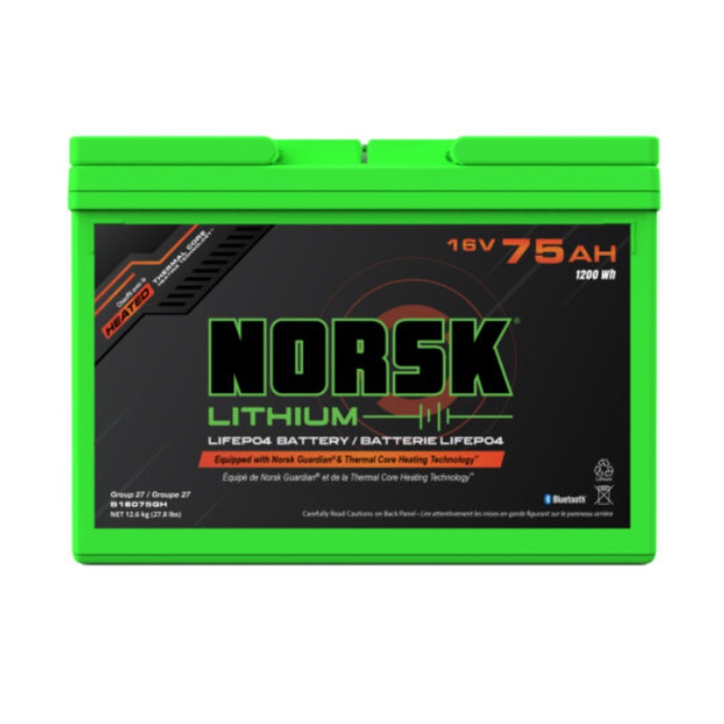 16V 75AH HEATED LiFePO4 Lithium Deep Cycle Battery  Norsk Lithium