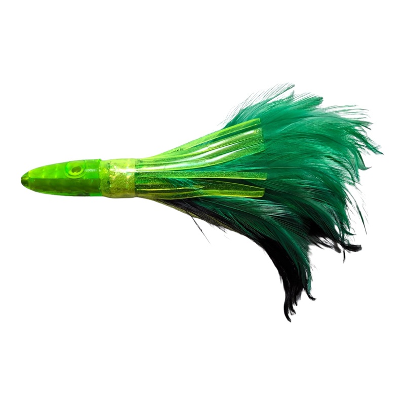 1x Green Game Feather Trolling Lure Deep Sea Fishing Marlin Tuna Wahoo Tackle