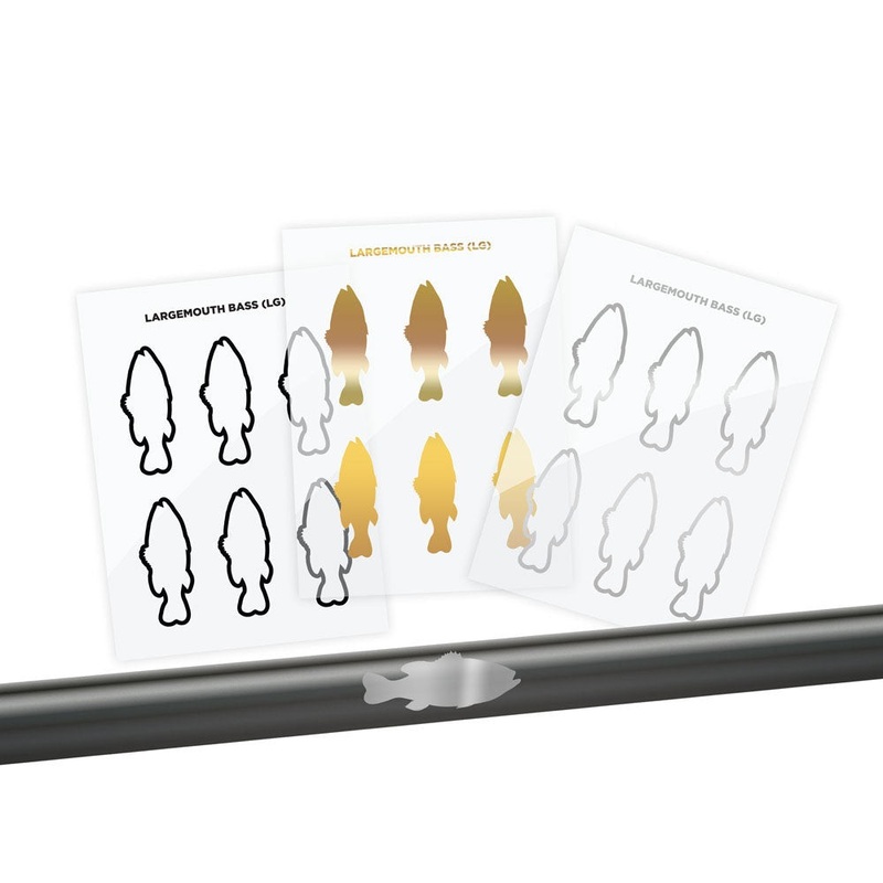Largemouth Bass Silhouette Rod Decals – Peel & Stick Solid Small Gold