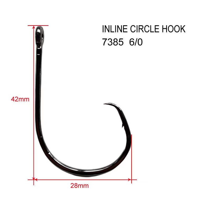 100pcs 6/0 Straight Eye Inline Circle Hooks Tackle Tournament Fishing Tackle