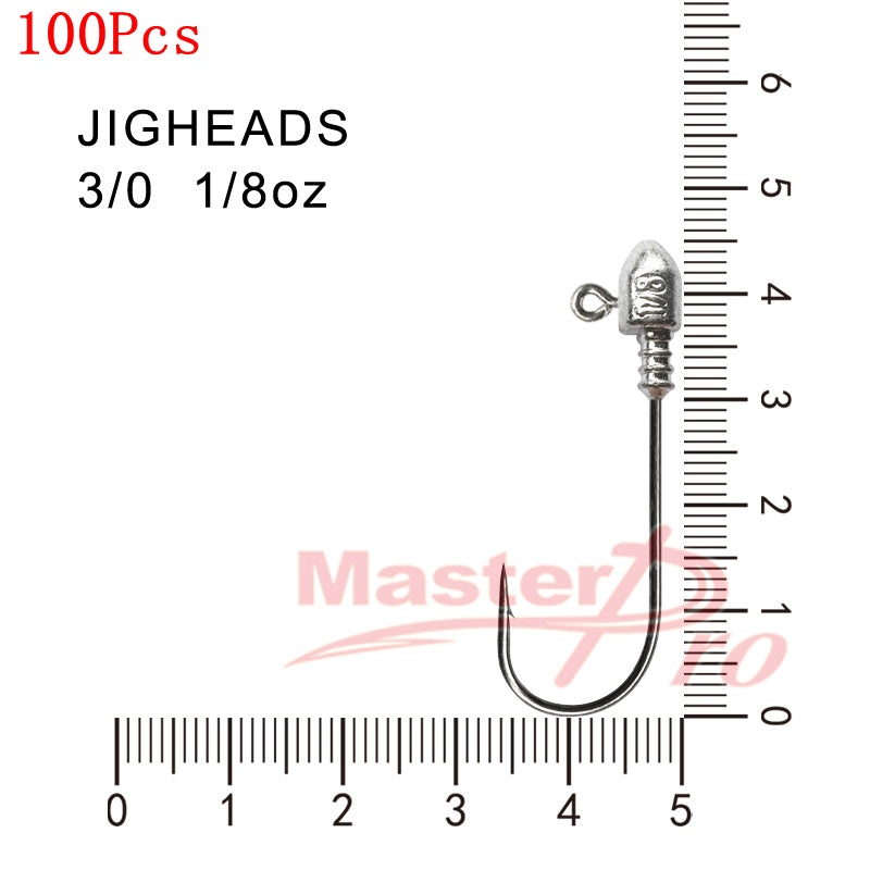 100pcs Size 3/0, 1/8 OZ Jig Heads High Chemically Sharpened Hooks Tackle/Free Shipping Fishing Tackle