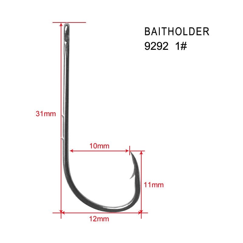 100 x 1# Chemically Sharpened Baitholder Hooks Straight eyes Fishing Tackle