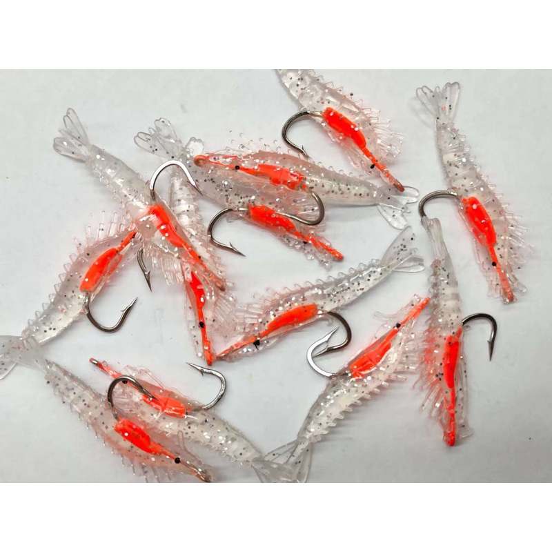 12pcs Small Shrimp Fishing Lure with hooks 65mm 3g Clear