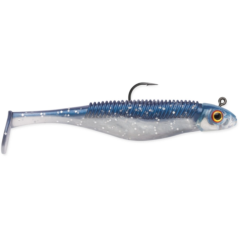 Storm 360GT Searchbait Shad, Sinking, 3-1/2″, 1/4oz, #2/0 Hk, 1 Rigged Two Bodies, Tru Blue SBD35TB-14J