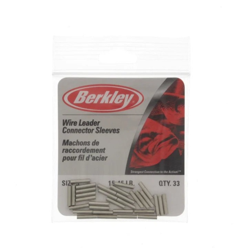 Berkley Wire Leader Crimping Connector Sleeve | 4.5 – 54.4 Kg | 10 – 120 Lb | 15-40 Pcs Per Pack | #2 | 4.5Kg (10Lb)