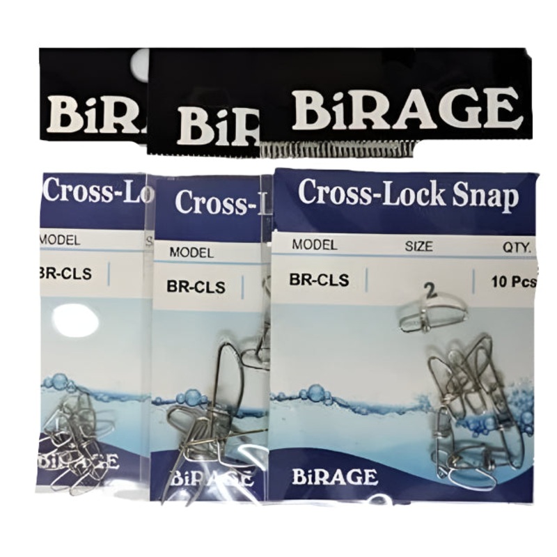 Birage Cross-Lock Snap | BR-CLS | 11.3 – 91.6 Kg | 25 – 202 Lb | 10 Pcs Per Pack | #0 | 11.3Kg (25Lb)