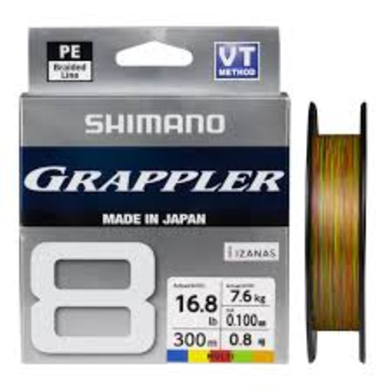 SHIMANO GRAPPLER PE X8 MULTI COLOR 300M FISHING LINE PE 0.8 / 16 lb