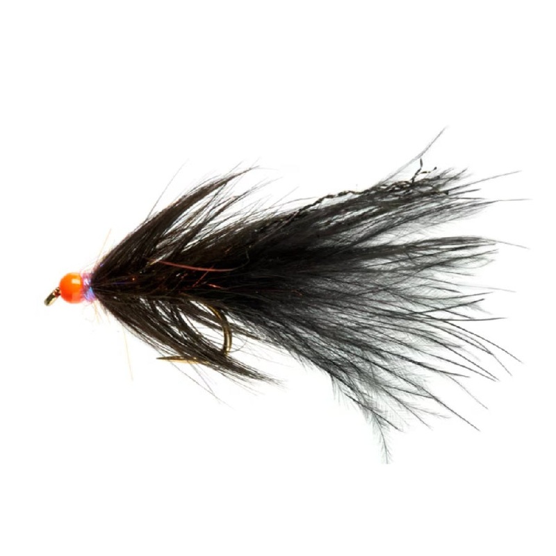 Fulling Mill Flies Roza’s Tuned Leech Freshwater Streamer Black/Orange 8