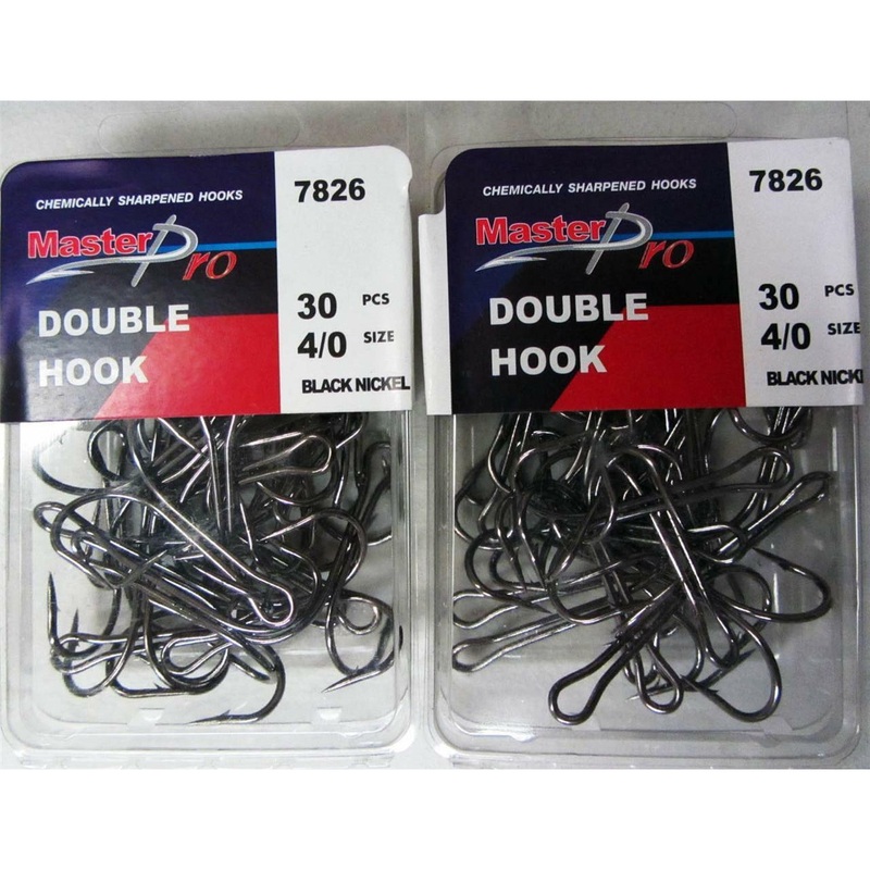 60 x Quality Chemically Sharpened Double Hooks 4/0# Fishing Tackle