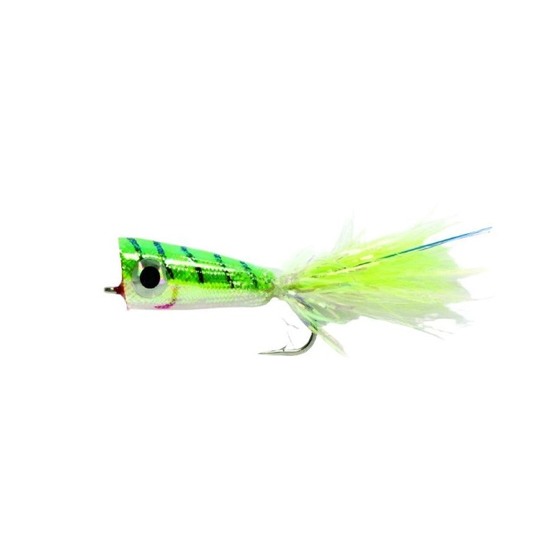 Fulling Mill Flies Mylar Popper Chartreuse/White 2/0