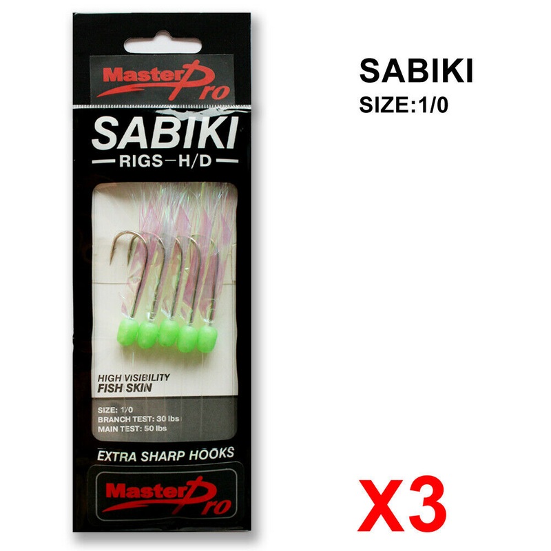 3 Packs 1/0,2/0,3/0 Sabiki Bait Rigs Fishing Tackle size 1/0