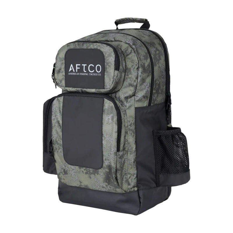 AFTCO Backpack  Recycled Polyester Fishing & Travel Pack with Laptop Sleeve Green Acid Camo