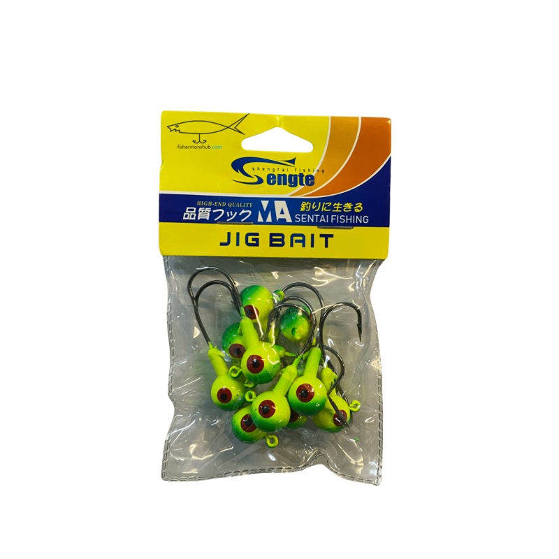 Sengtai Coloured Jig Head For Fishing | 10 Pcs Per Pack | 3.5Gm Yellow