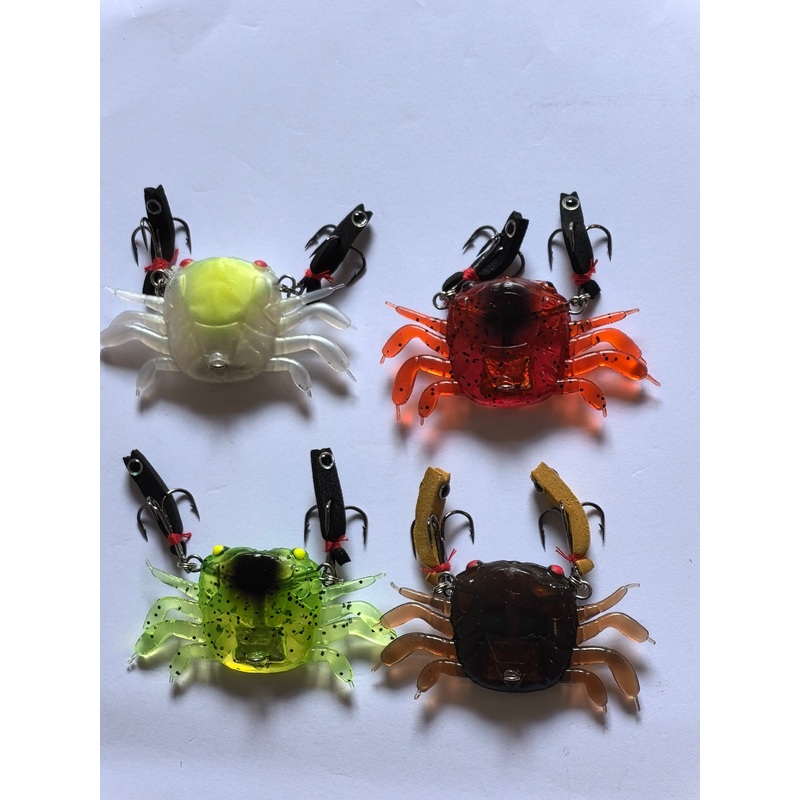 4 x Live Soft Plastic Crazy Crabs 3D Lures 5Cm 5g Fishing Hook 4 Colours Tackle 5cm 5g