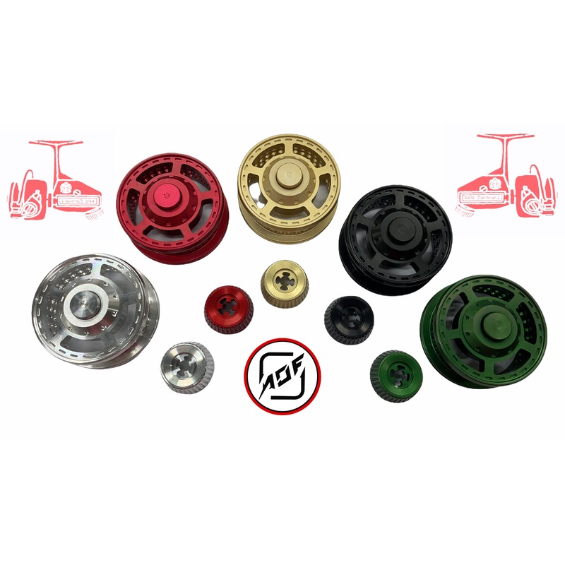 Custom ABU Cardinal 3 /33 machined aluminum SFS Shallow spool /  Drag Knob Set Red
