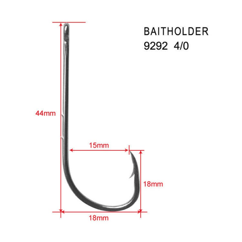 100 x 4/0 Chemically Sharpened Baitholder Hooks Straight eyes Fishing Tackle