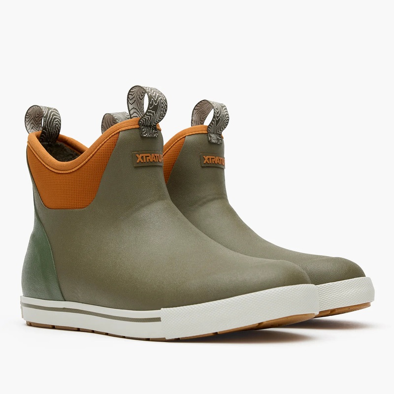XTRATUF Men’s Camp Fleece Lined 6 in Ankle Deck Boot Color:Olive/Spice 8