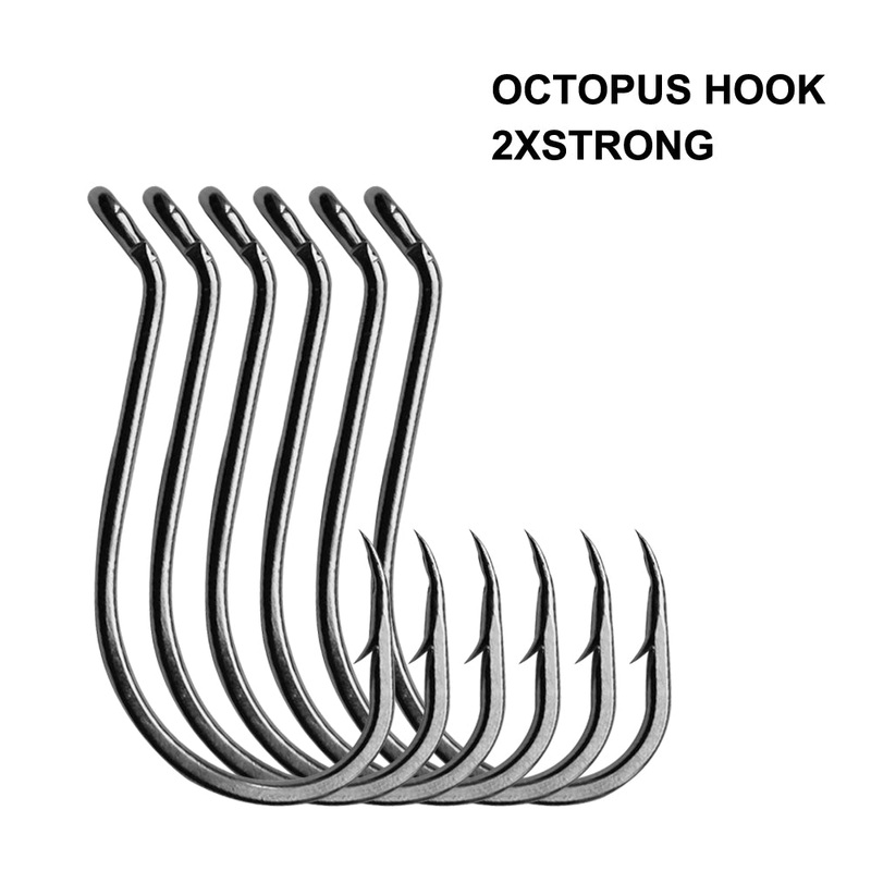 25-100pcs 2XStrong Offset Heavy-duty Octopus Hooks Fishing Tackle 4/0 100pcs