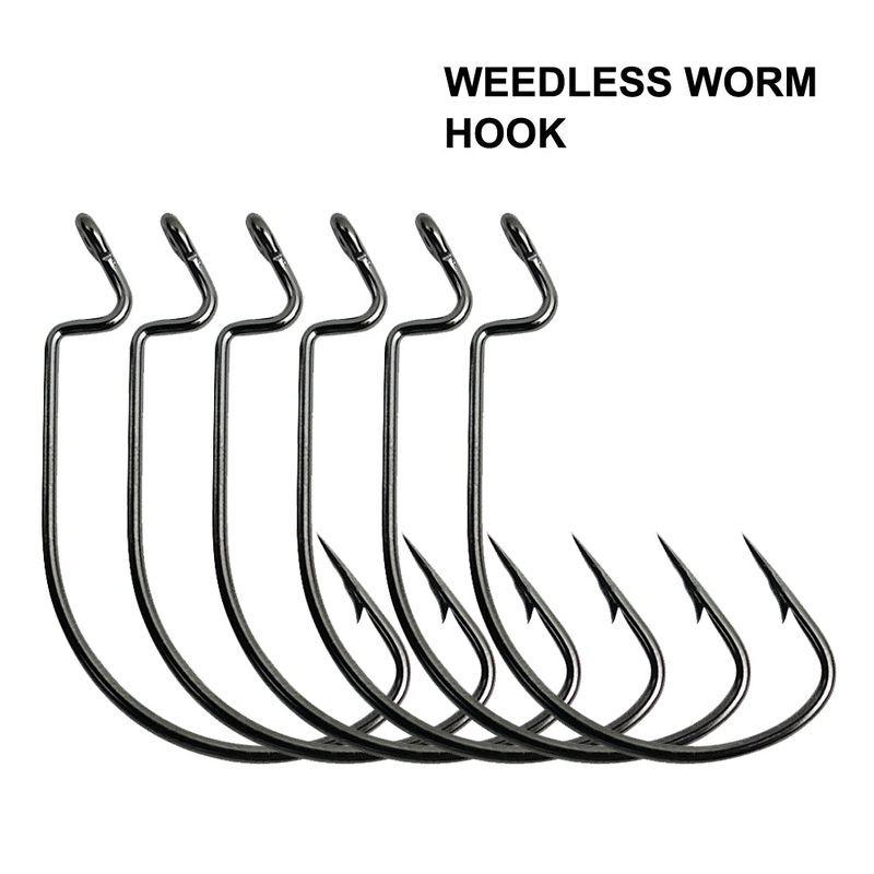 40-100pcs Weedless Worm Hook in Size 2# – 7/0 Fishing Tackle 2# 100pcs