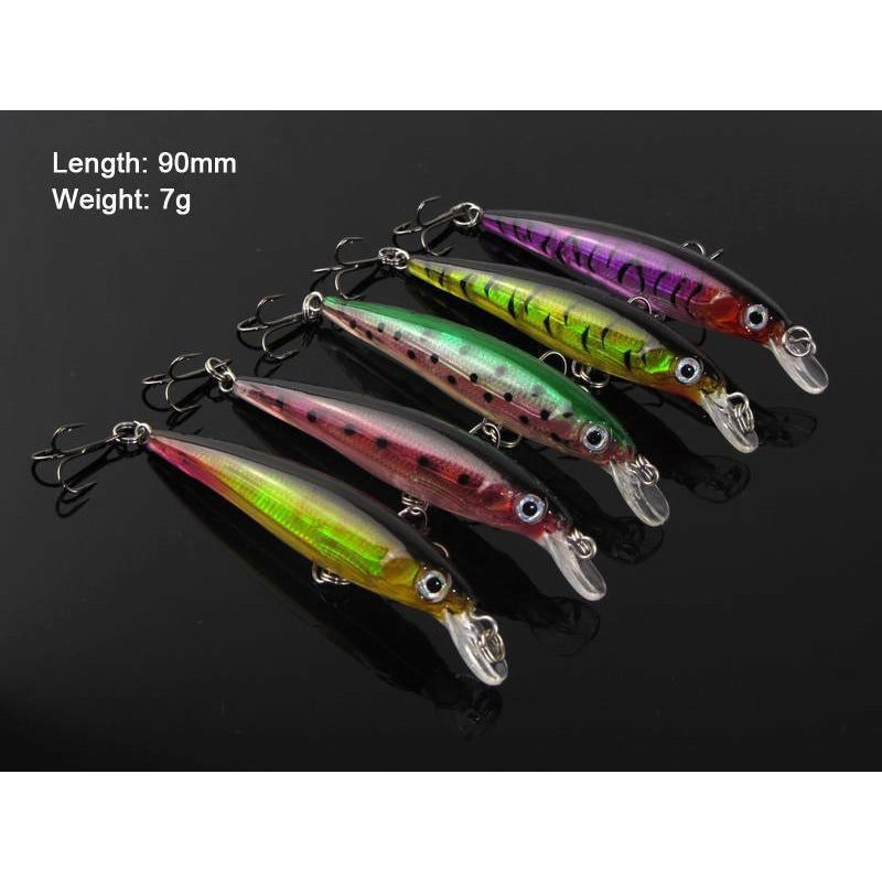 5 x Minnow Lures 9cm 7g Fishing Tackle / A