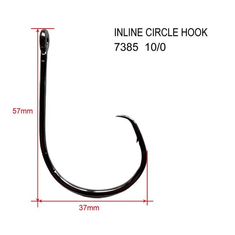 50pcs 10/0 Straight Eye Inline Circle Hooks Fishing Tackle 50PCS