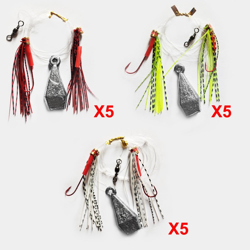 15X Custom Designed Tangle Free Skirt Flasher Whiting Rigs Hook In Size 4#, 6# 4#